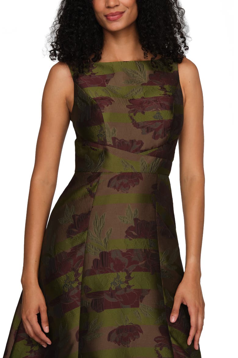 Camilla Floral Jacquard Cocktail Dress, Alternate, color, MOCHA MULTI