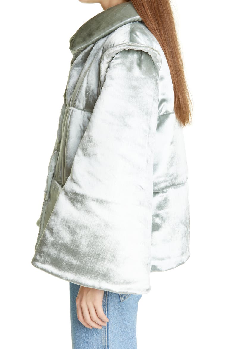 Galactic Velvet Puffer Coat, Alternate, color, SEAFOAM
