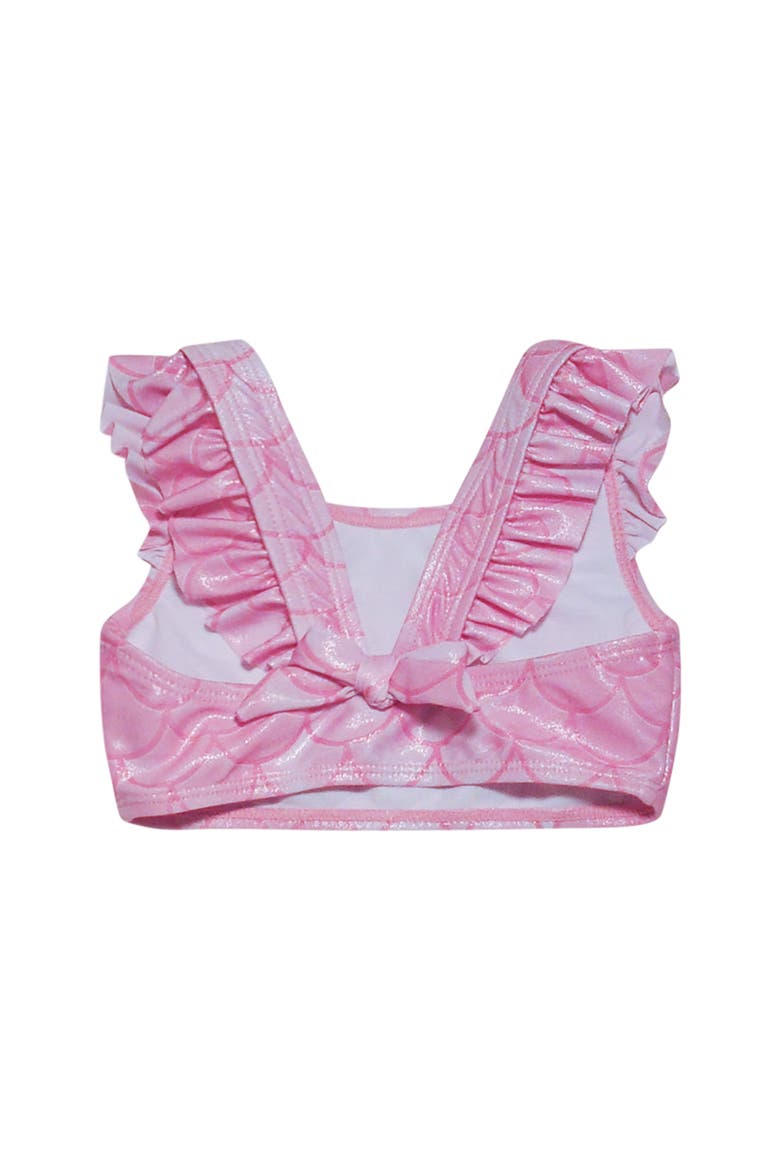 Girls UPF 50+ 3 Piece Mermaid Shell Swimsuit with Ruffle Shoulders, Alternate, color, Pixie Scales Pink