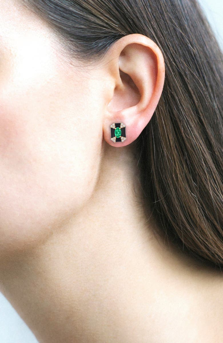 GOSHWARA Queen Octagon Emerald & Diamond Earrings, Alternate, color, Green / Black