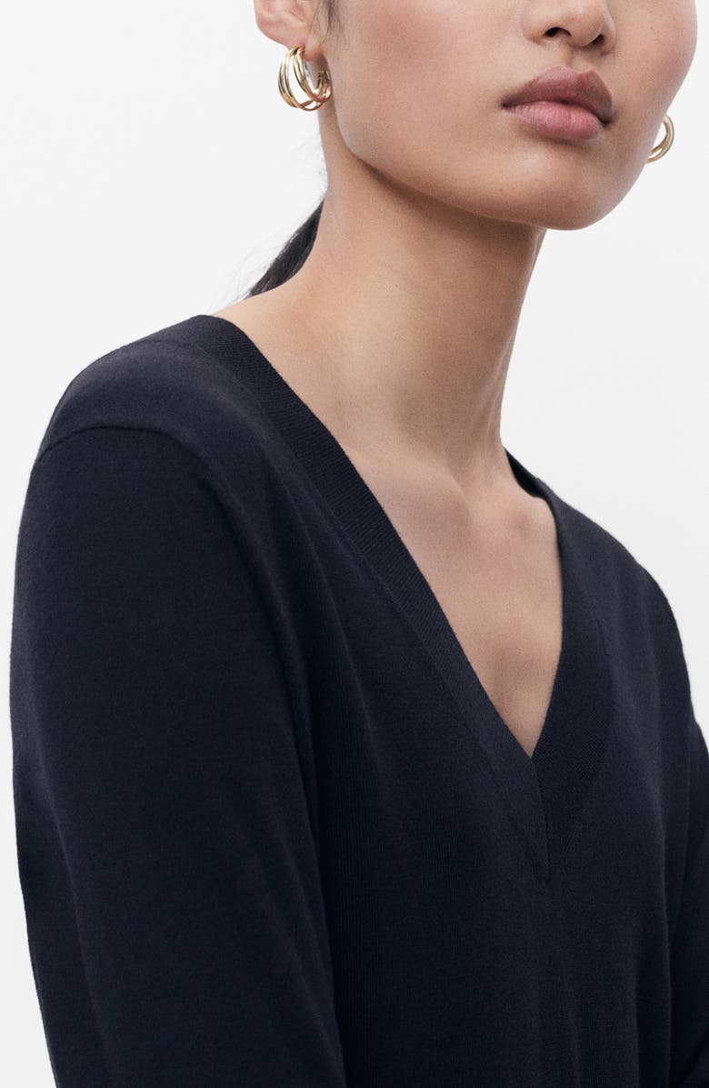 MANGO V-Neck Sweater, Alternate, color, Navy