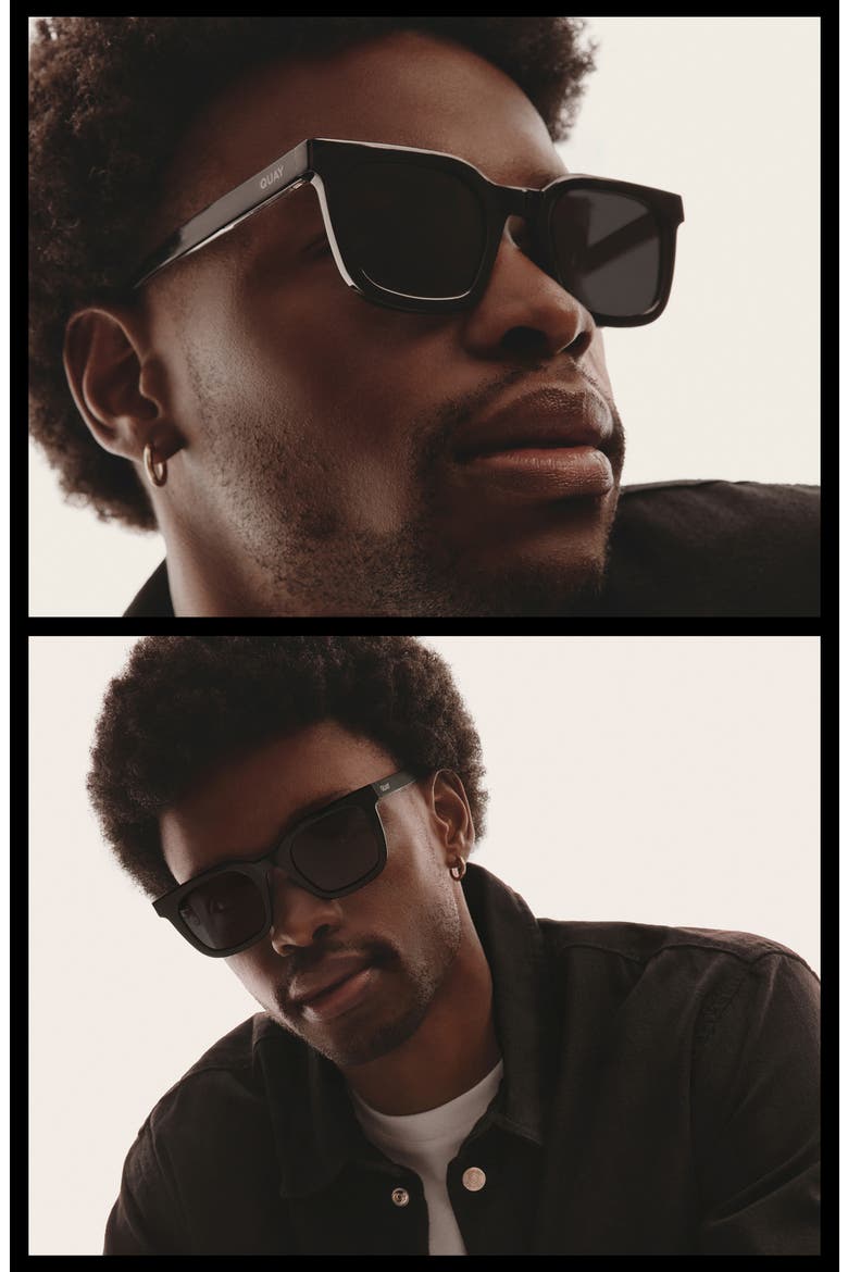 Game Over 49mm Square Sunglasses, Alternate, color, BLACK/ SMOKE POLARIZED