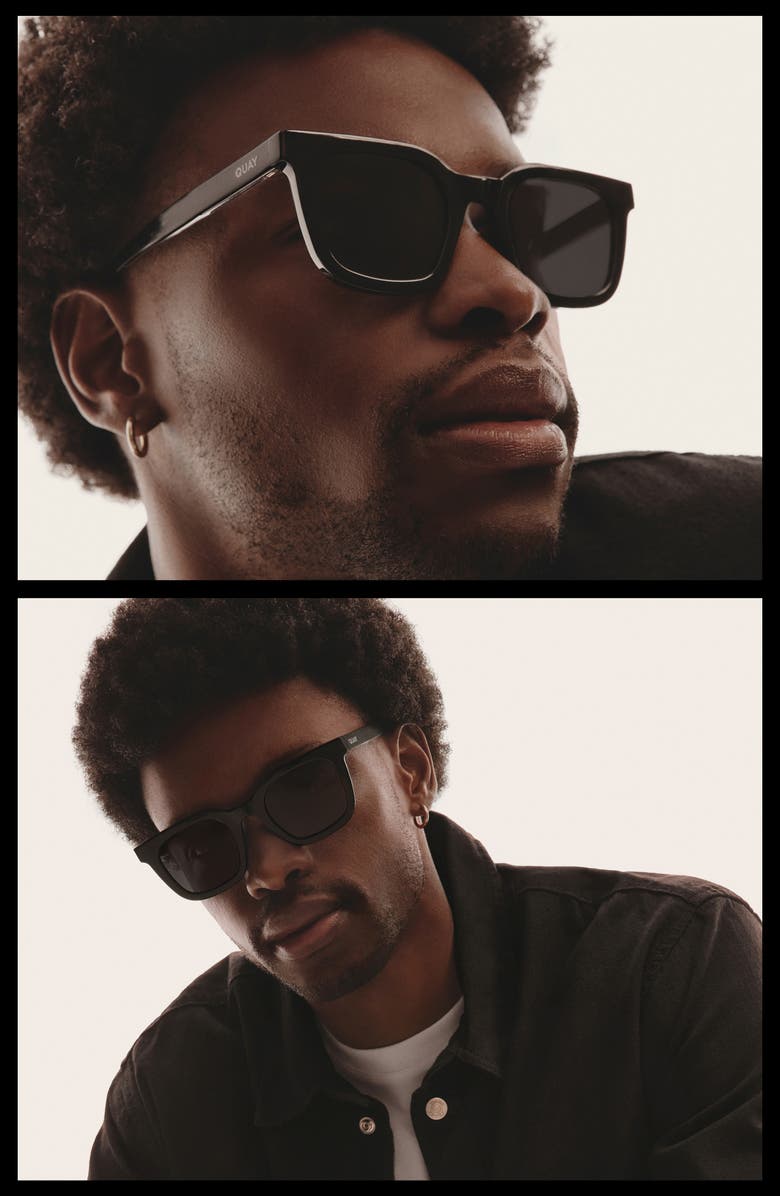 QUAY Game Over 49mm Square Sunglasses, Alternate, color, Black/ Smoke Polarized