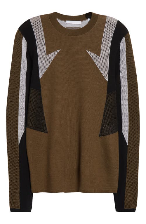HELMUT LANG HELMUT LANG SPORT MESH INSET MERINO WOOL CREWNECK SWEATER