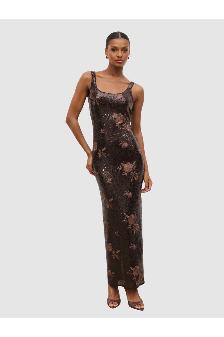 Zia Sequin Maxi Dress, Main, color, Brown Floral
