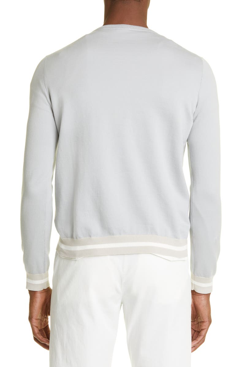 Eleventy Sea Island Cotton Crewneck Sweater, Alternate, color, Light Blue - Sand - White