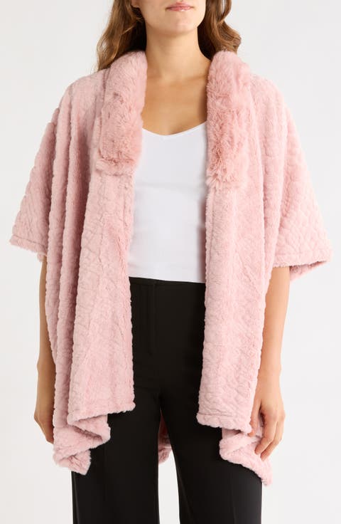 Faux Fur Textured Knit Poncho