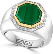 EFFY Malachite & White Sapphire Geometric Ring in Sterling Silver