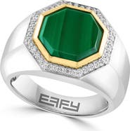 EFFY Malachite & White Sapphire Geometric Ring in Sterling Silver