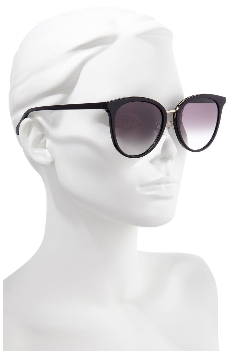 57mm Round Sunglasses, Alternate, color, BLACK/ GOLD