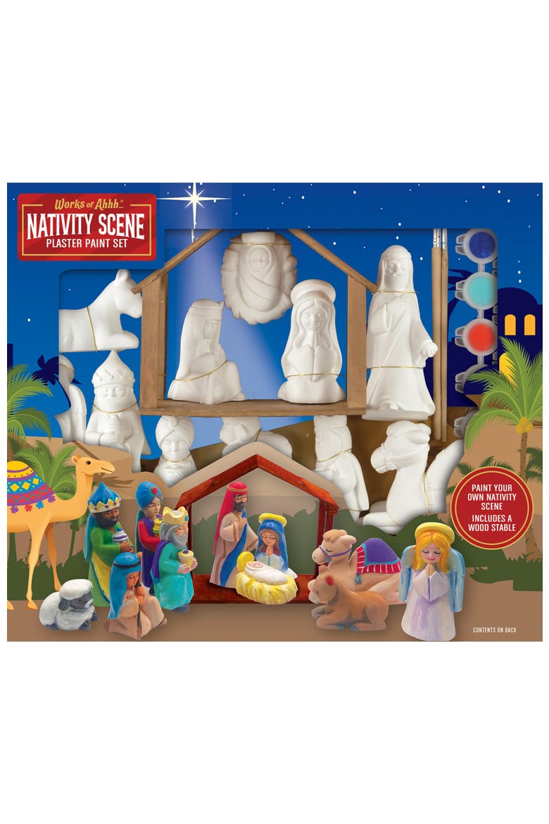Nativity Scene Plaster Paint Set, Main, color, Multicolor