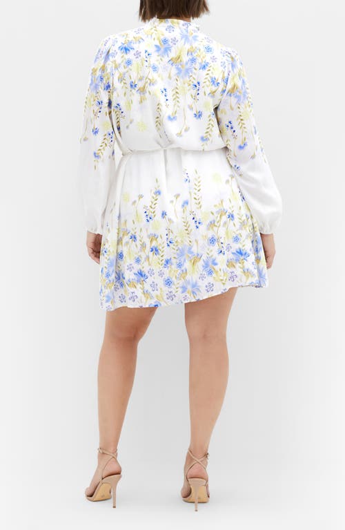 City Chic Lilliana Floral Long Sleeve Shirtdress In White