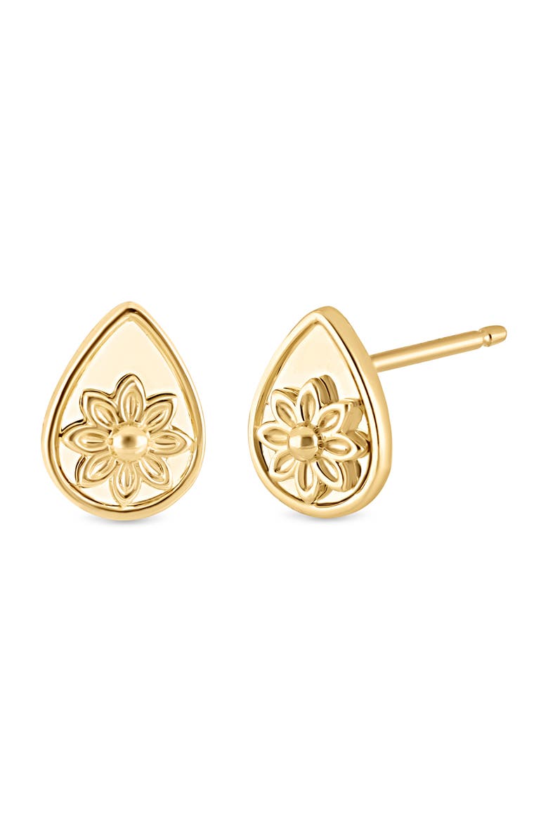 14K Gold Getty Flower Stud Earrings, Main, color, 14K YELLOW GOLD