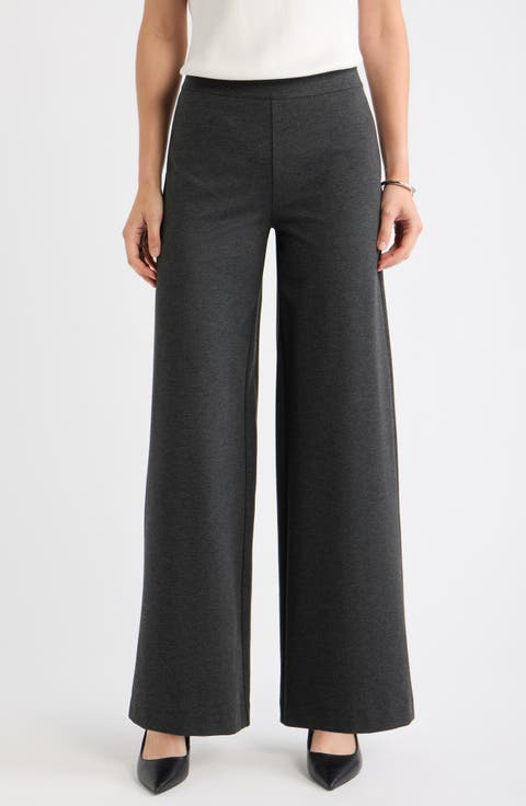 Ponte High Waist Wide Leg Pants