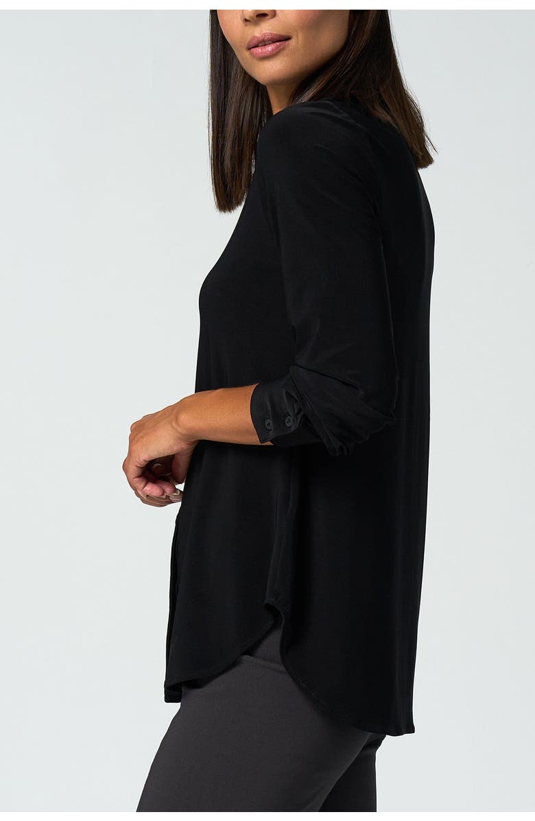 Franne Golde Katherine Stretch Button-Up Shirt, Alternate, color, Black