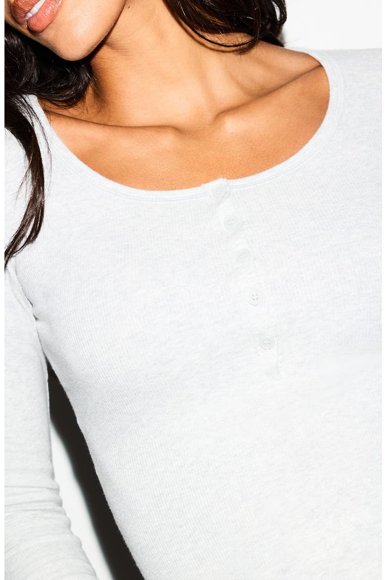 Cotton RIb Scoop Neck Henley, Alternate, color, LIGHT HEATHER GREY