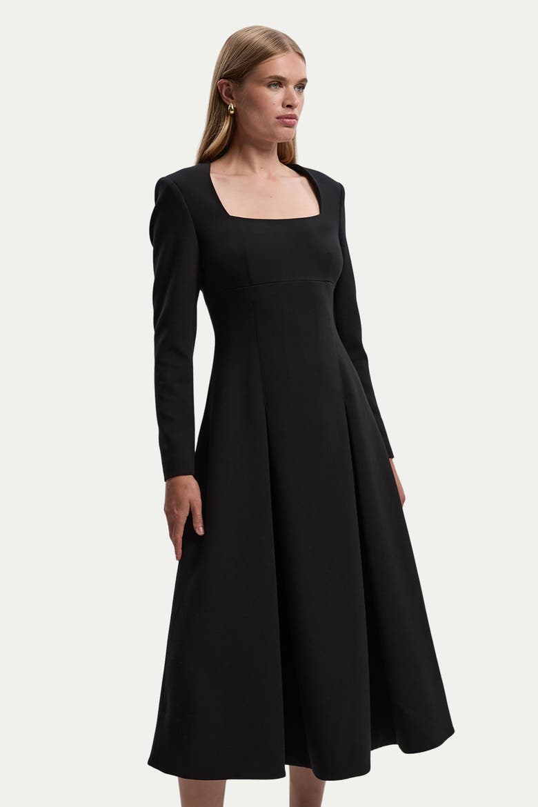 Stretch Sweetheart Neck Midi Dress, Main, color, Black