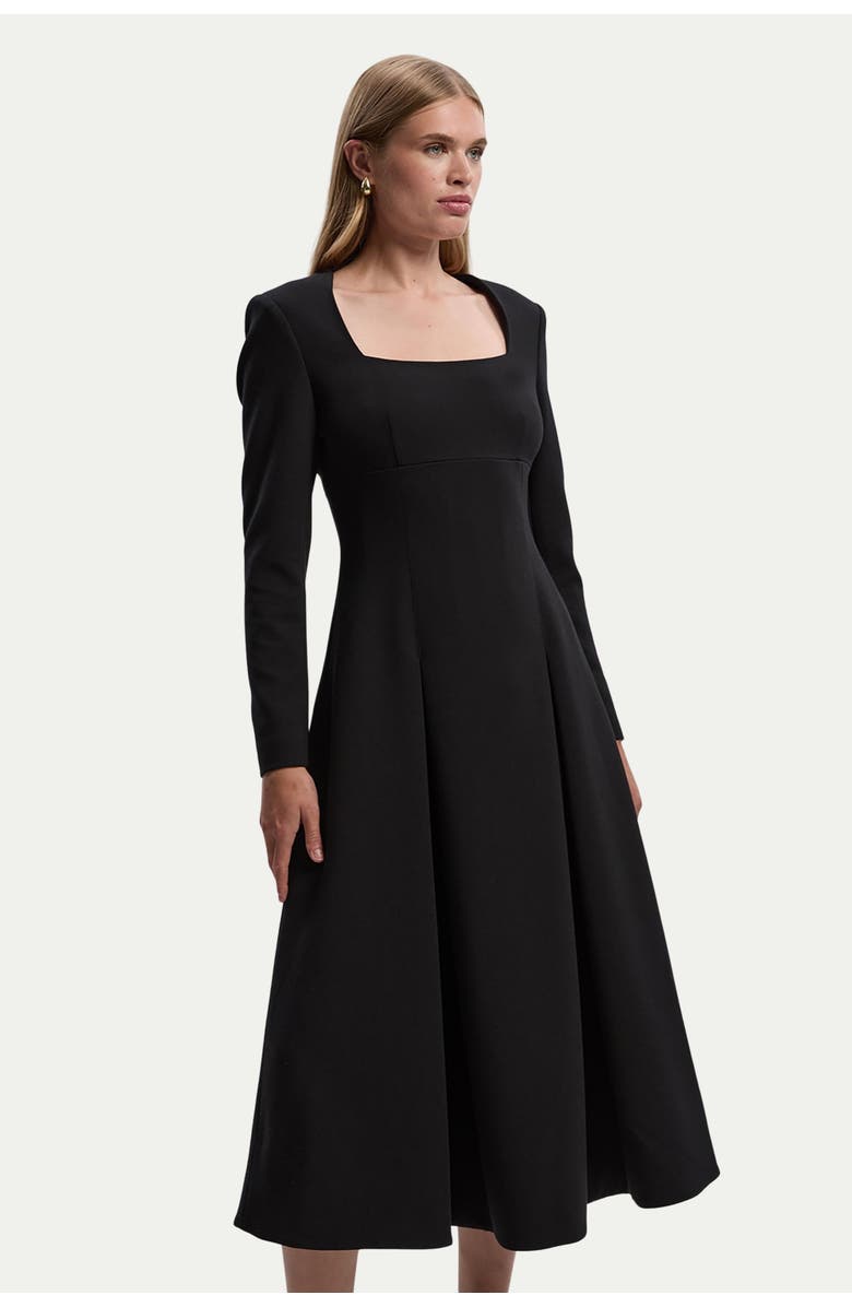Karen Millen Stretch Sweetheart Neck Midi Dress, Main, color, Black