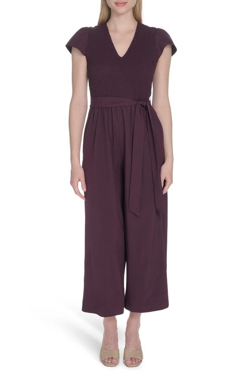 Smocked Wide Leg Jumpsuit