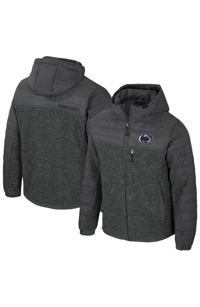 COLOSSEUM Men's Colosseum Charcoal Penn State Nittany Lions Nightman Full-Zip Hoodie Puffer Jacket, Main, color, Charcoal