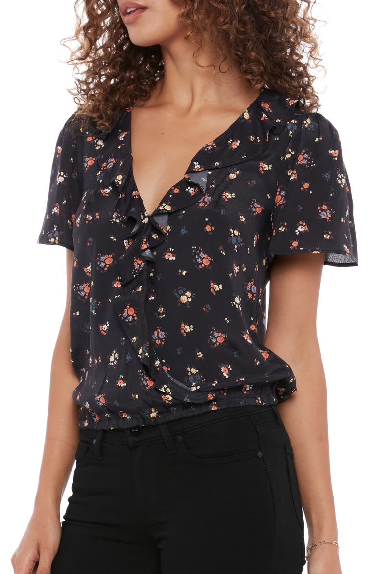Clarita Flutter Sleeve Blouse, Alternate, color, BLKMULTI