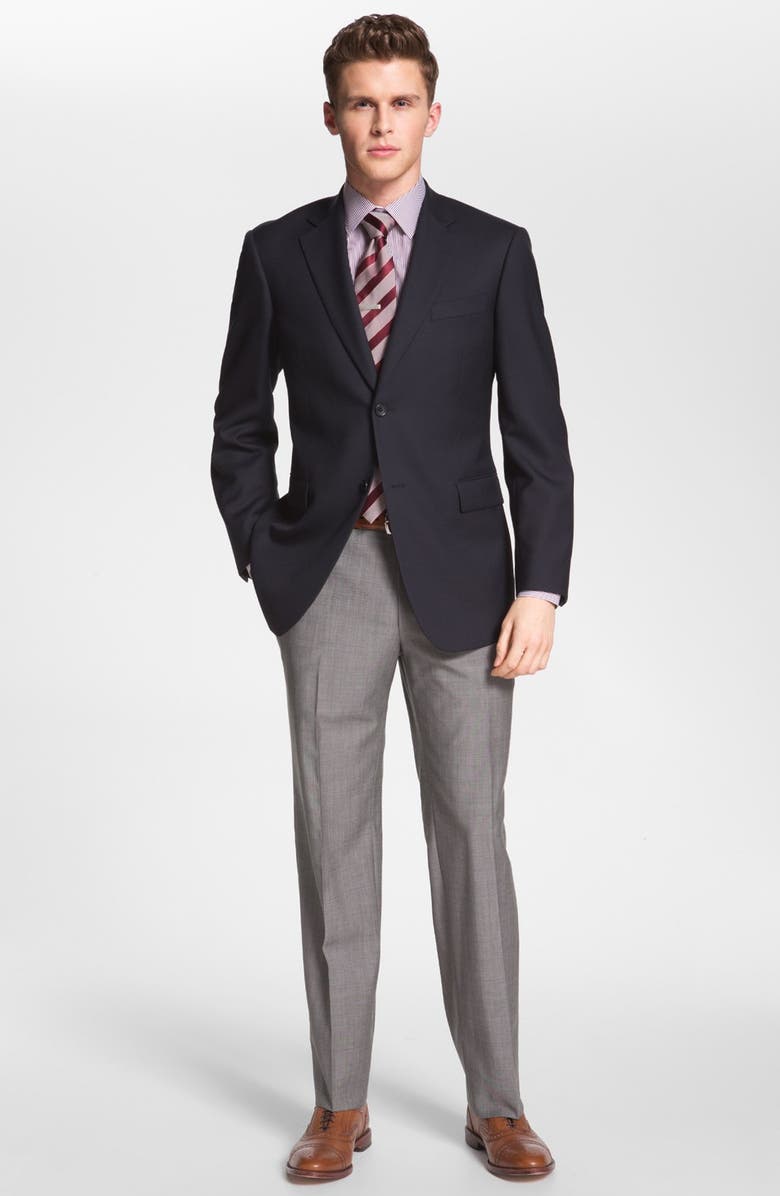 BOSS HUGO BOSS 'Jeffrey US' Flat Front Pinpoint Wool Trousers, Alternate, color,