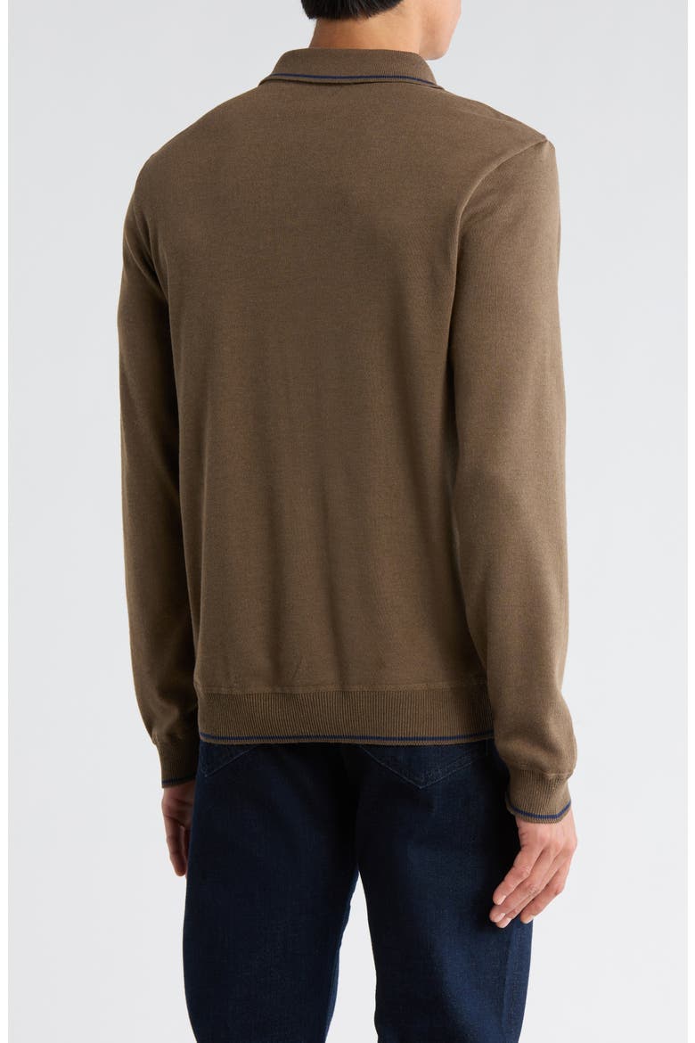 Rib Polo Sweater, Alternate, color, COFFEE