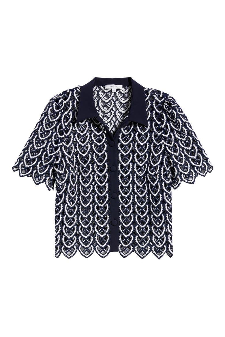 Addison Sheer Lace Top, Alternate, color, NAVY/ WHITE