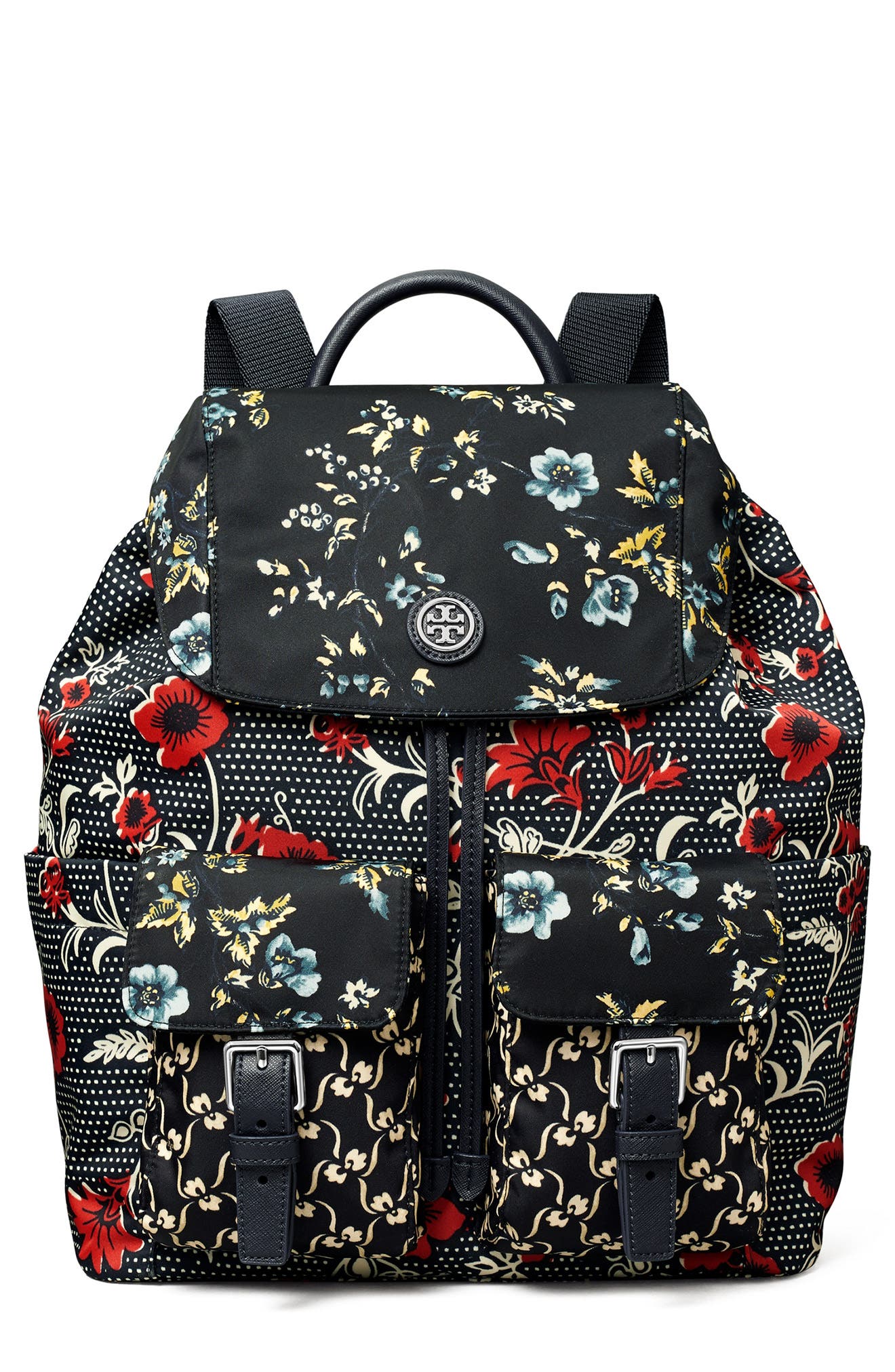 Tory Burch Virginia Mixed Print Recycled Nylon Backpack, Main, color, 