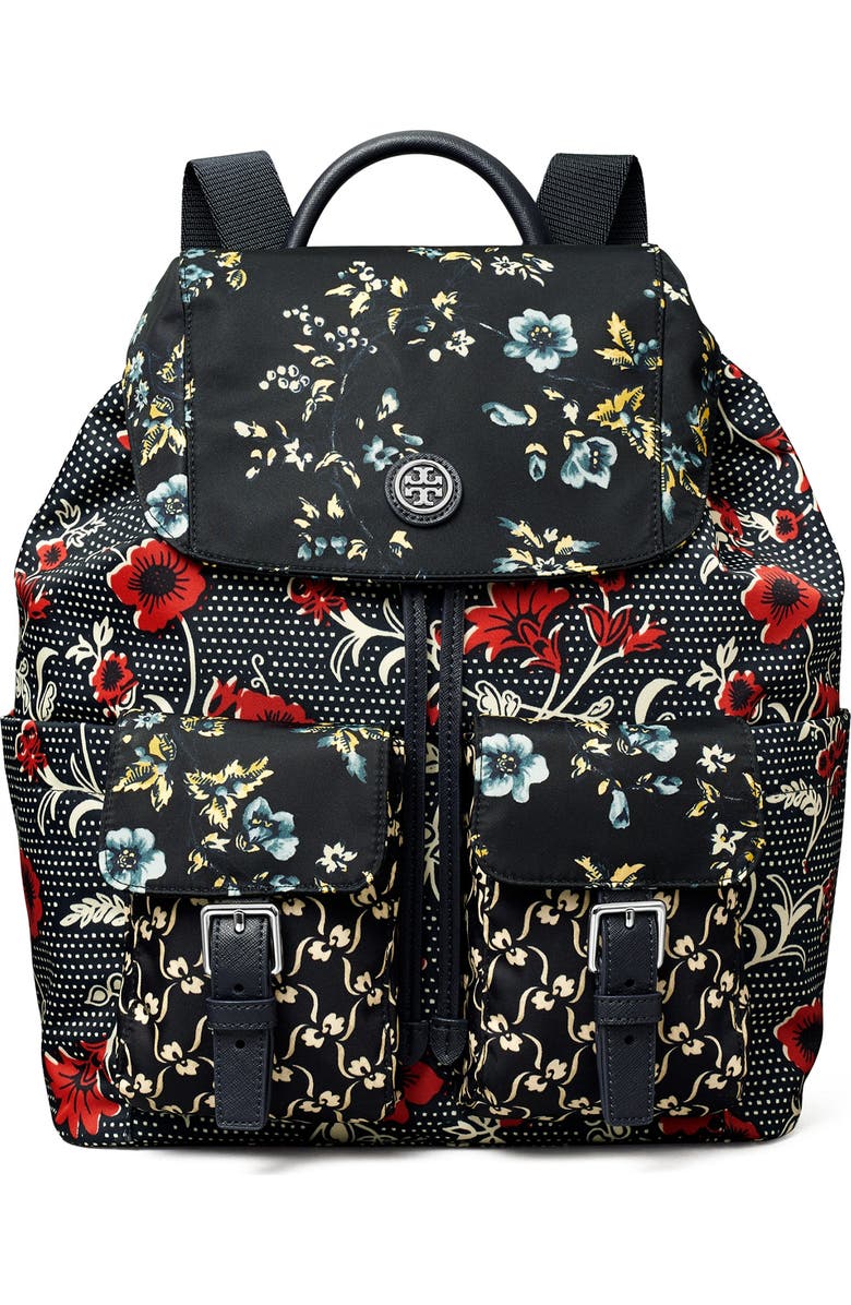 Tory Burch Virginia Mixed Print Recycled Nylon Backpack, Main, color,