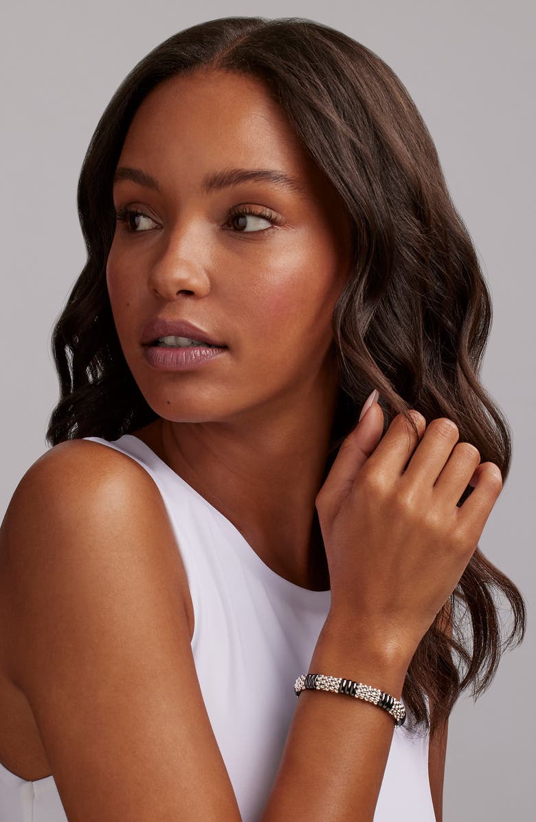 LAGOS Black Caviar Ceramic Rope Bracelet, Alternate, color, Black/ Silver