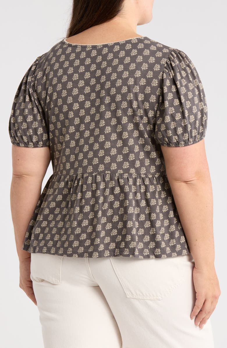 Lucky Brand V-Neck Mix Print T-Shirt, Alternate, color, Black Floral