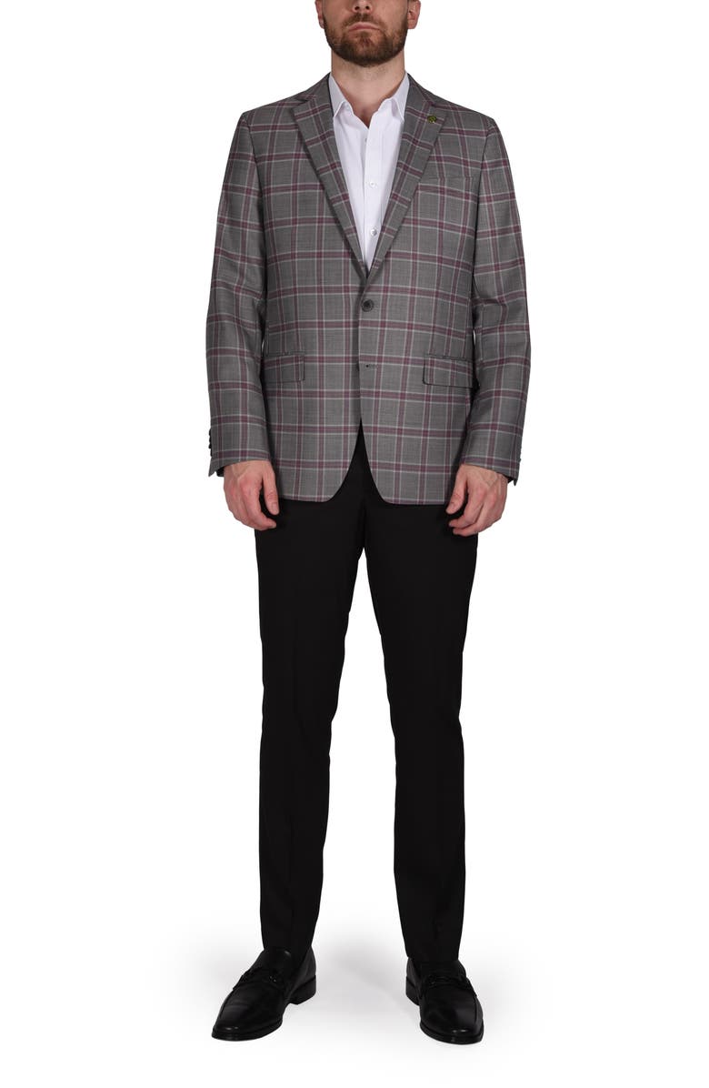 CRICKETEER Plaid Wool Blend Blazer, Alternate, color, Grey
