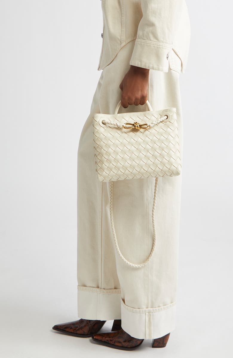 Bottega Veneta Small Andiamo Intrecciato Shoulder Bag, Alternate, color, 9211 Sea Salt-M B-Sea Sa