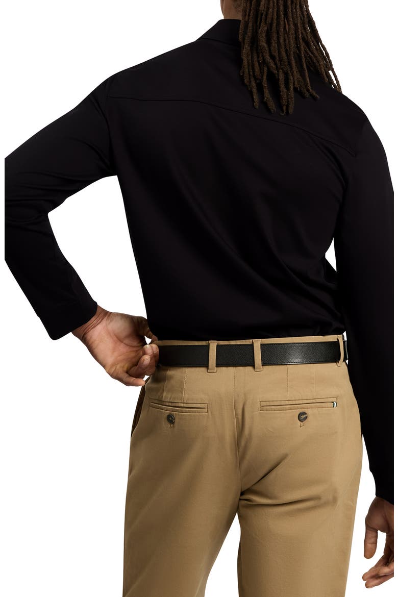 Quillon Navy Knit Cotton Button-Up Shirt, Alternate, color, BLACK