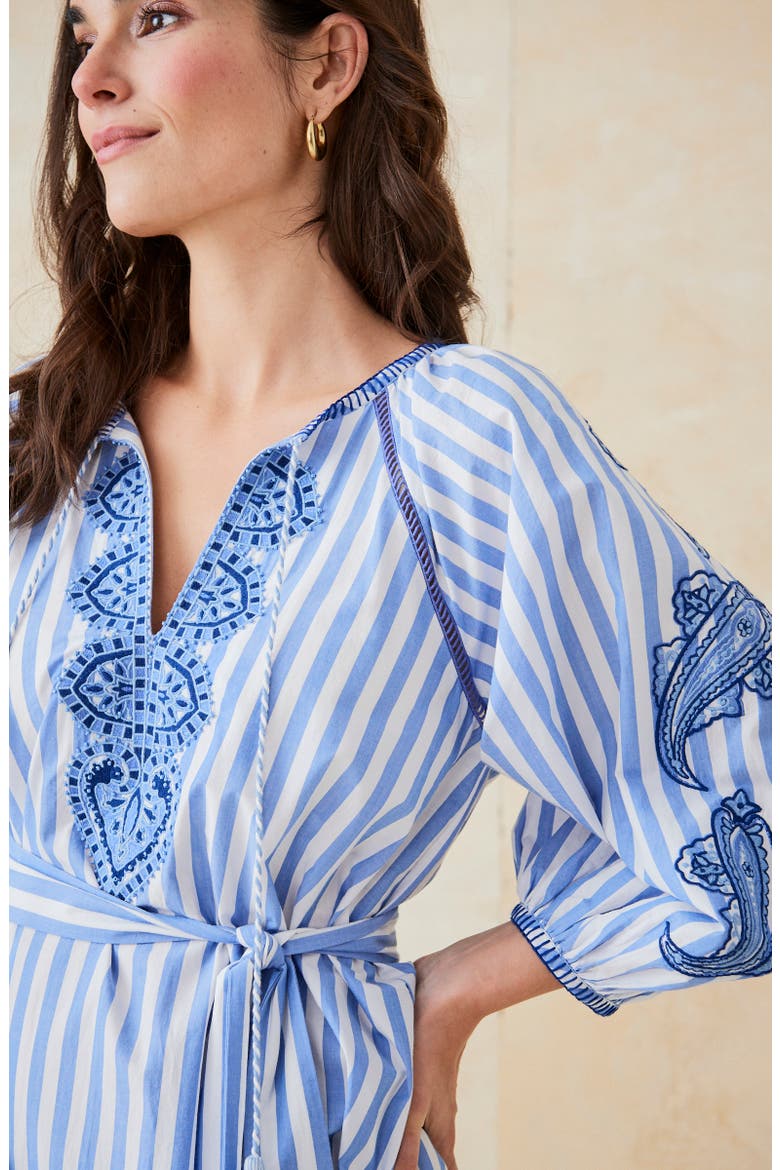 Zelena Cotton Tunic Dress, Alternate, color, WHITE/ BLUE