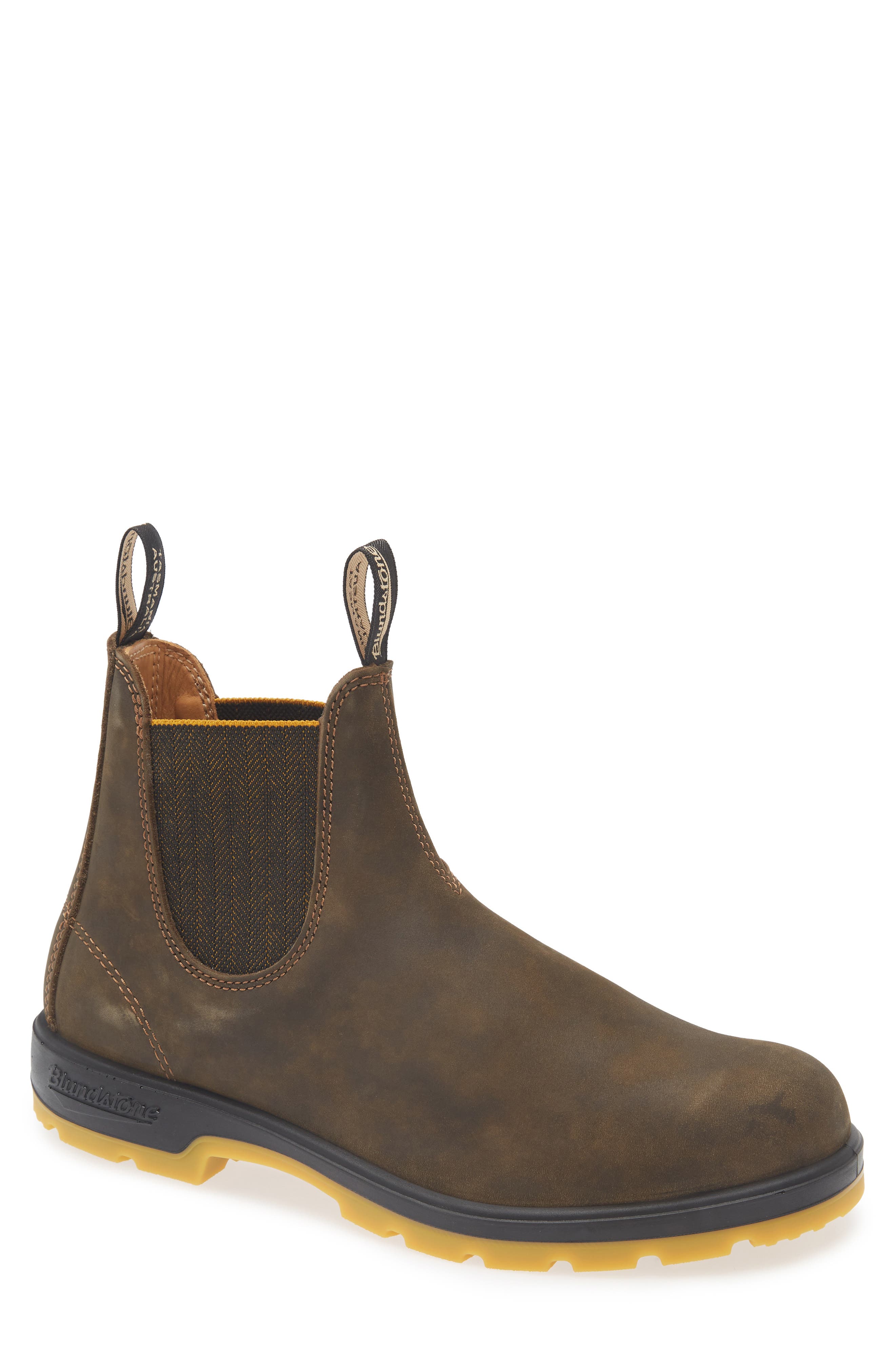 Blundstone Footwear Lugged Chelsea Boot, Main, color, Rustic Brown/ Mustard