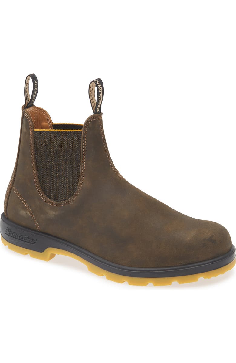 Blundstone Footwear Lugged Chelsea Boot, Main, color, Rustic Brown/ Mustard