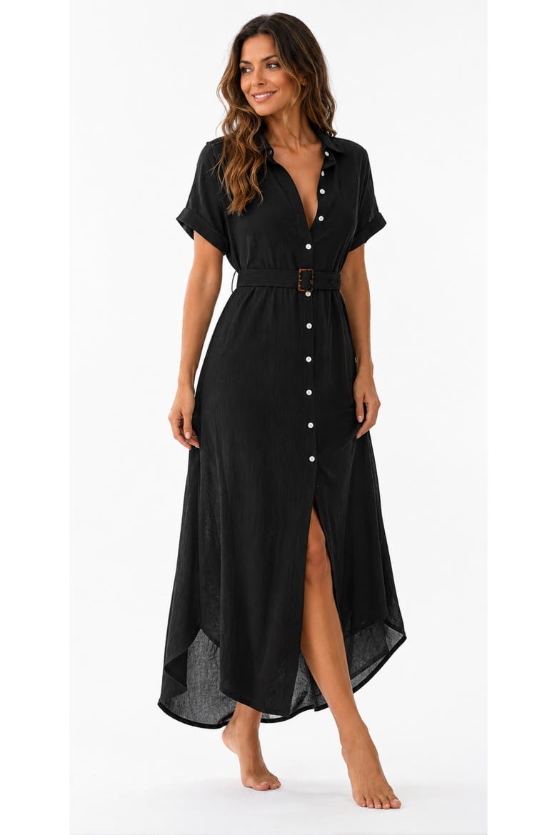 Lightweight Swim Cover-Up Maxi Dress, Alternate, color, Black