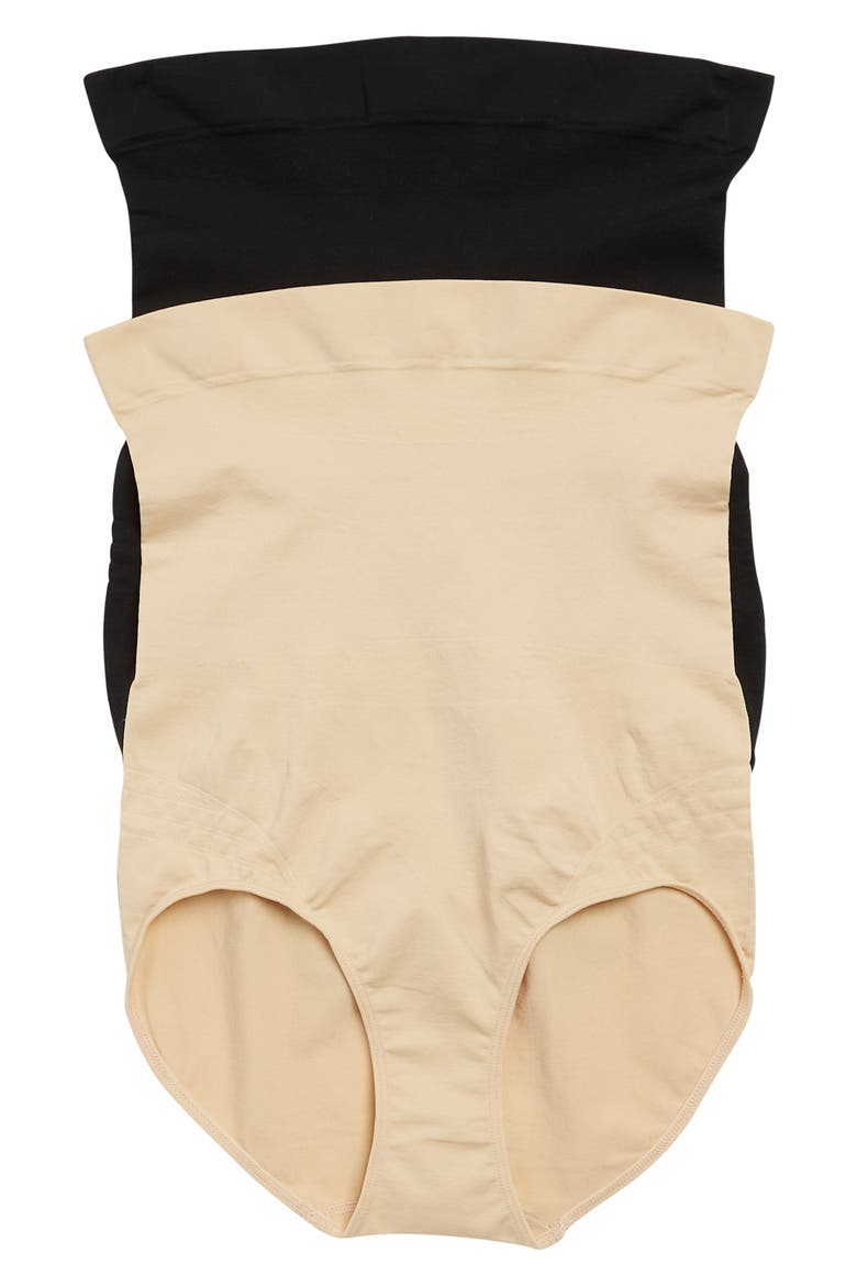 Assorted 2-Pack Extra High Waist Brief Shapers, Main, color, BLACK/ NUDE