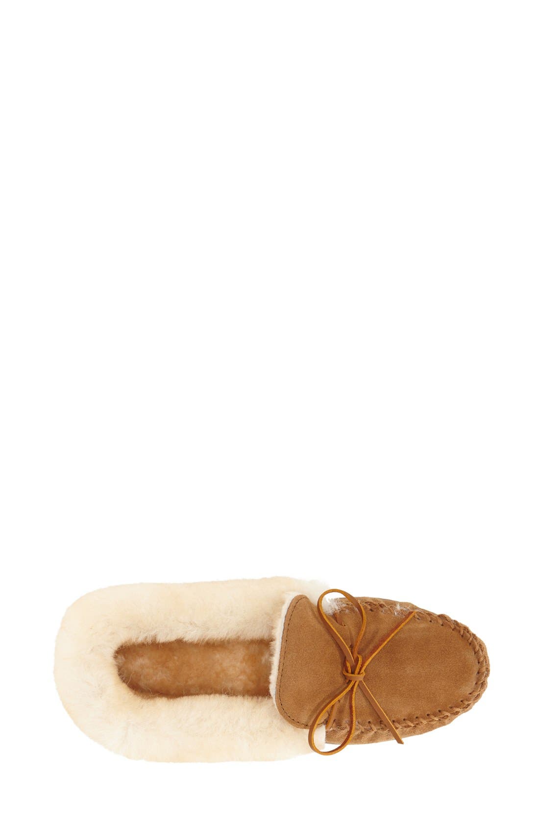 Minnetonka Alpine Genuine Shearling Slipper, Alternate, color, Tan Suede