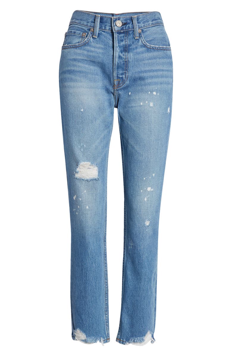 NOEND Eve High Waist Distressed Slim Straight Leg Jeans, Alternate, color, 