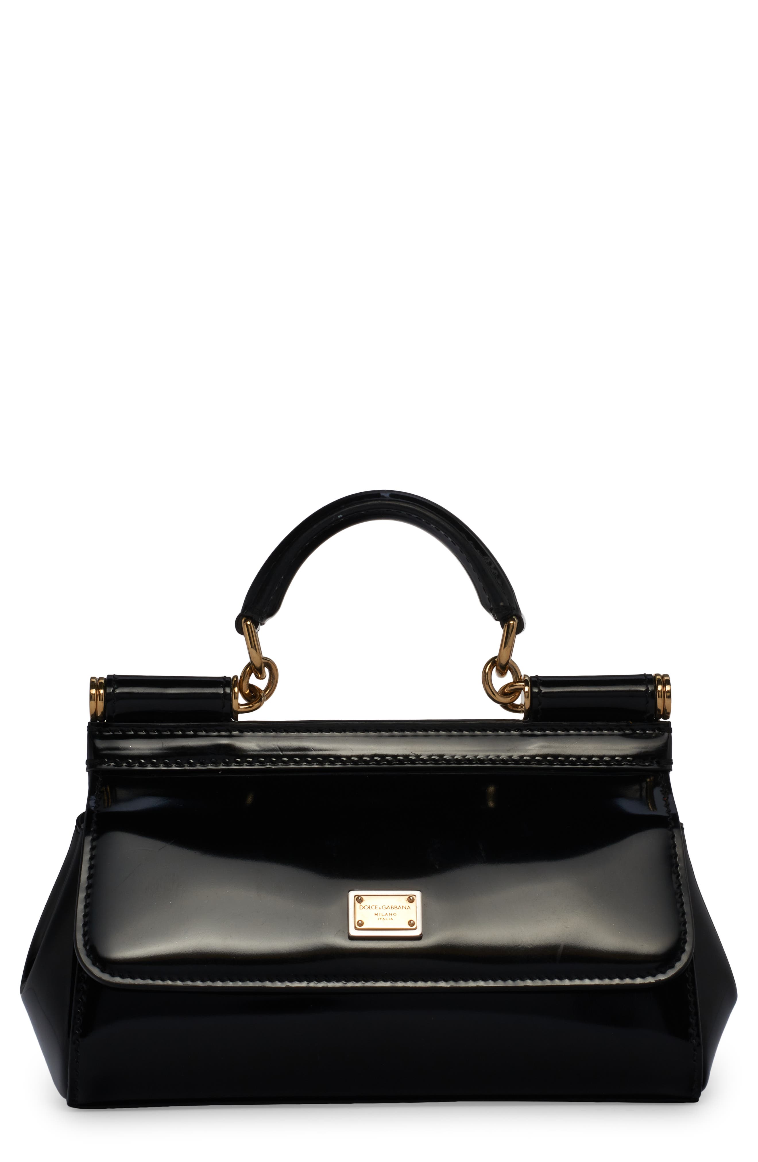 Dolce&Gabbana Small Sicily East/West Patent Leather Handbag, Main, color, 