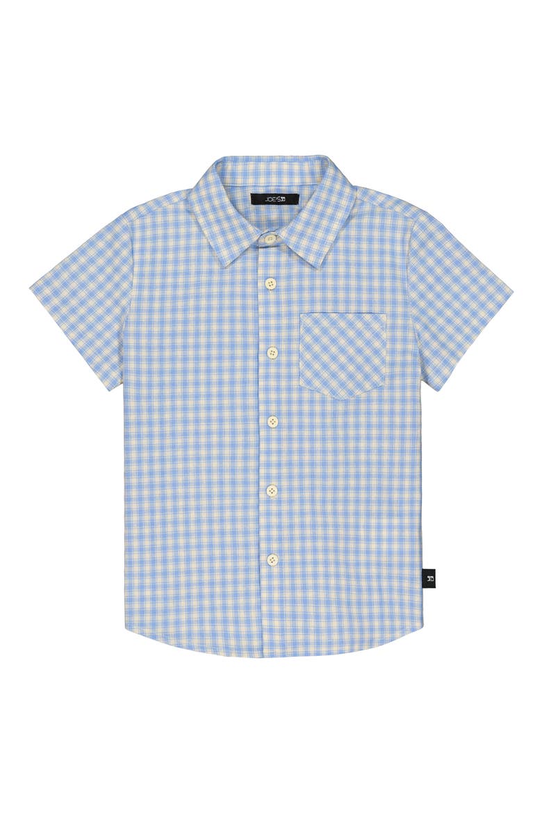 Gingham Short Sleeve Button-Up Shirt & Shorts Set, Alternate, color, LIGHT BLUE
