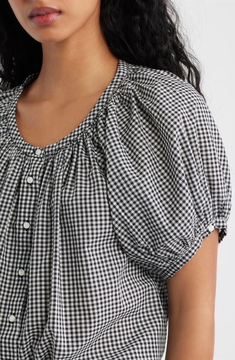 DÔEN June Organic Cotton Gingham Top, Alternate, color, Noir La Maddalena Gingham