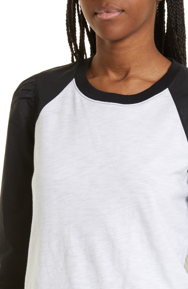 Veronica Beard Mosley Mixed Media Cotton Top, Alternate, color, 