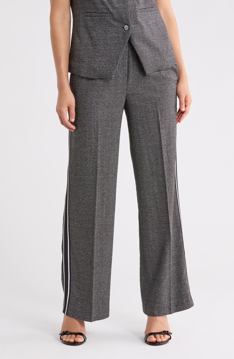 Nicole Miller Ava Houndstooth Pants, Main, color, Graphite Grey Lurex