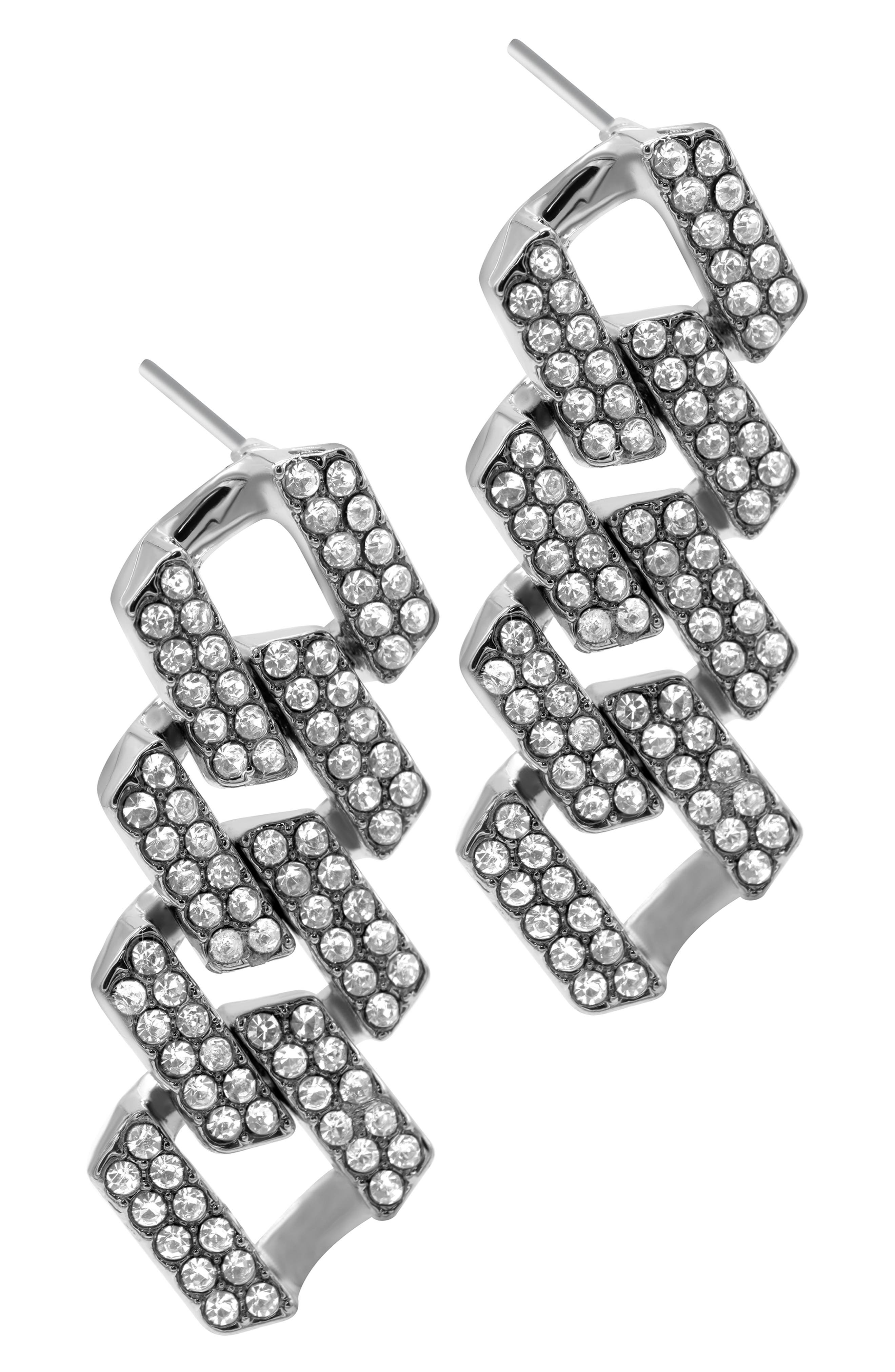 Adornia Crystal Cuban Chain Linear Drop Earrings (Women) | Nordstromrack