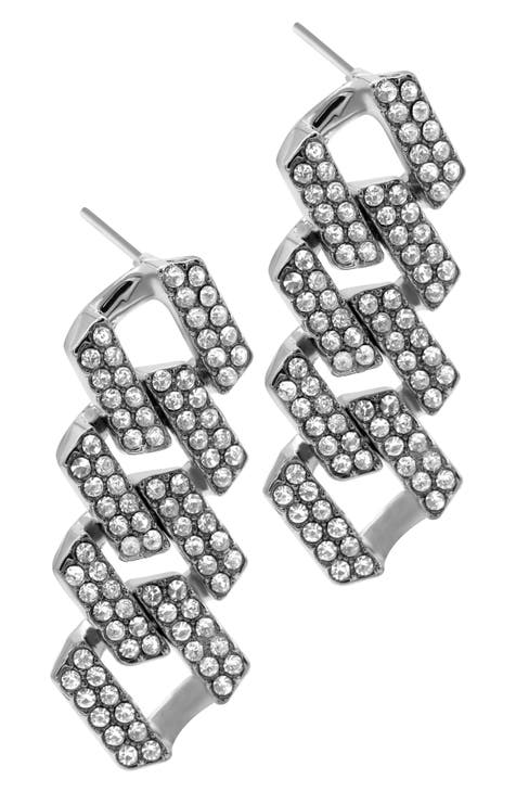 Crystal Cuban Chain Linear Drop Earrings