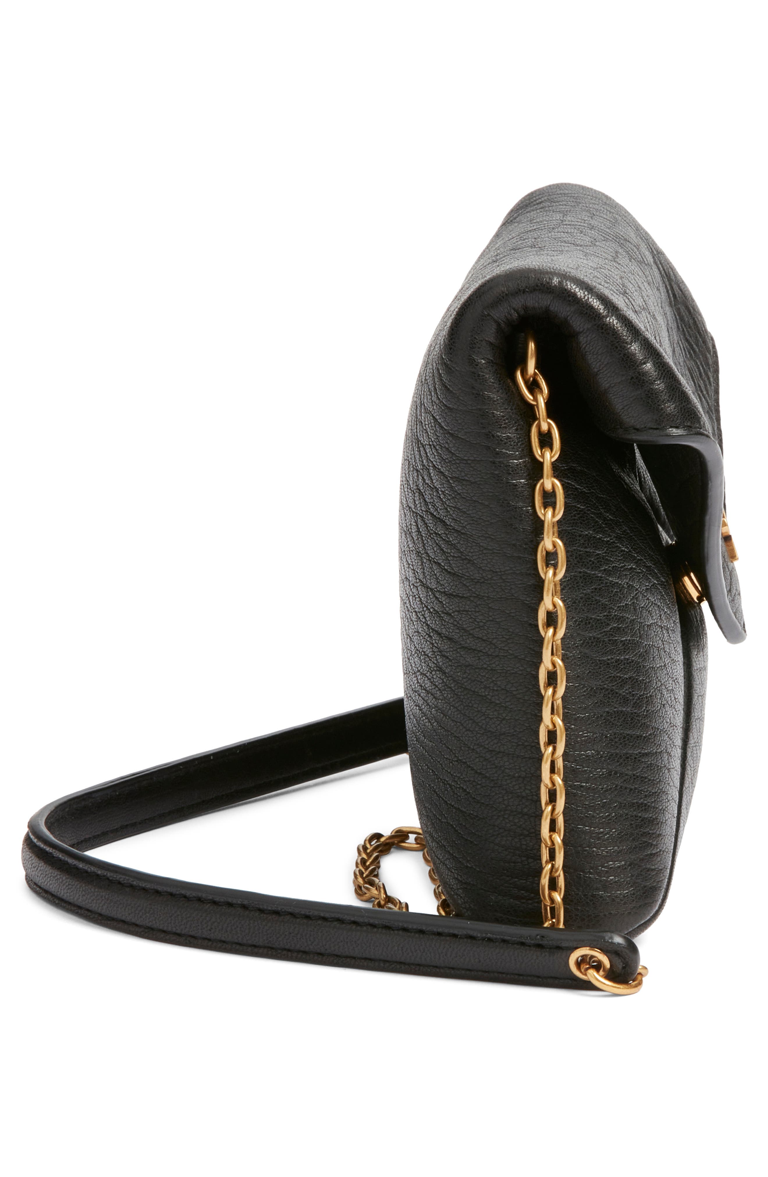 Saint Laurent Small Leather Crossbody Bag, Alternate, color, Noir